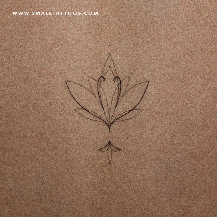 Tatuaje temporal de flor de loto de línea fina de Harmlessberry (juego de 3)