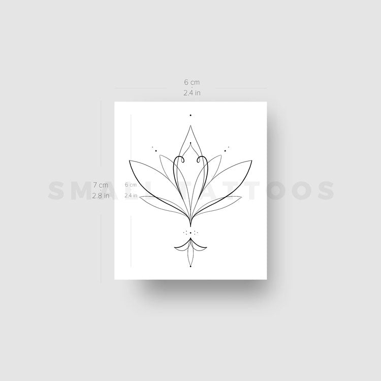 Tatuaje temporal de flor de loto de línea fina de Harmlessberry (juego de 3)