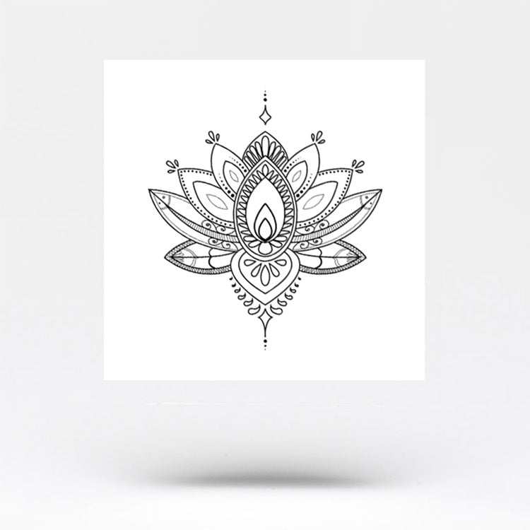 Ornamental Lotus Flower Temporary Tattoo (Set of 3)