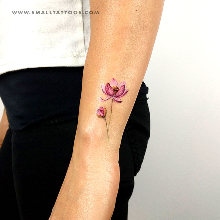 Lotus Flower Temporary Tattoo By Lena Fedchenko (Set of 3)