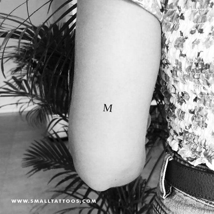 M Uppercase Serif Letter Temporary Tattoo (Set of 3)