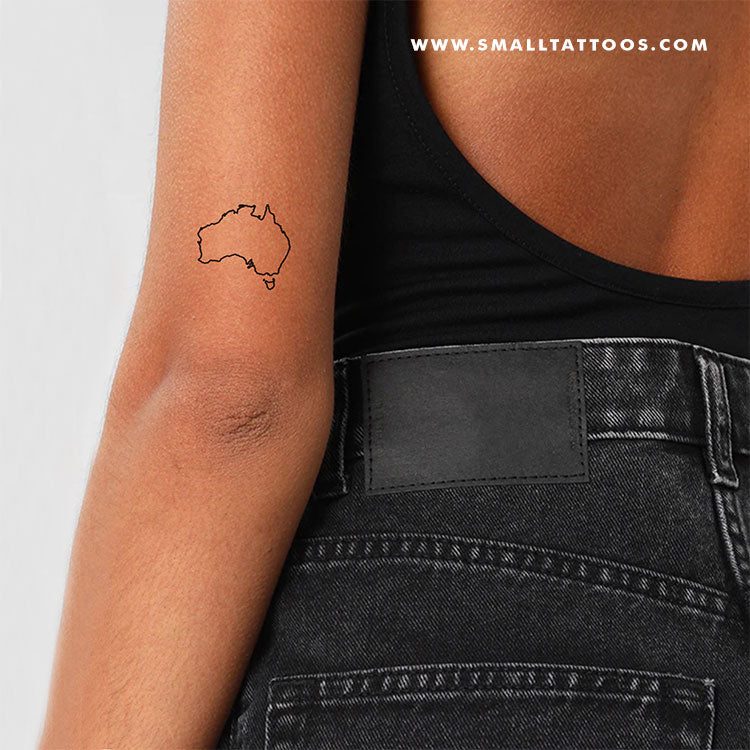 Fine Line Australia Map Temporary Tattoo - Set of 3 – Tatteco