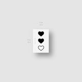 Vertical Matching Hearts Temporary Tattoo (Set of 3x3)