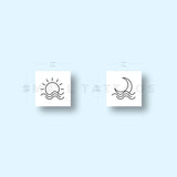 Matching Sea Sunrise And Sea Moonrise Temporary Tattoos (Set of 3+3)