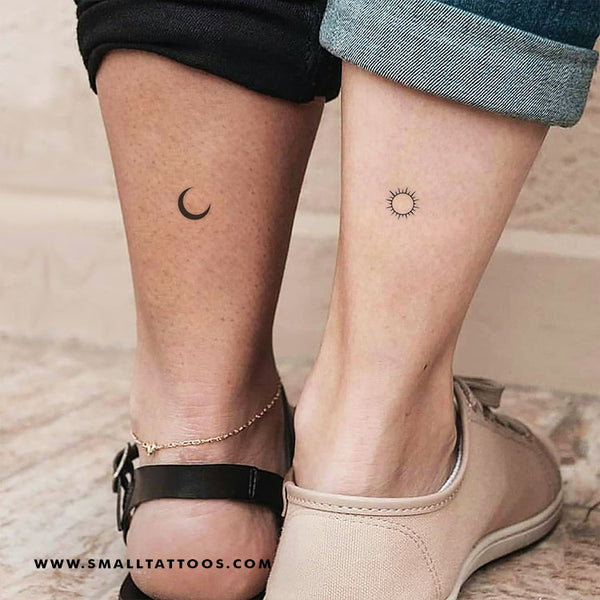 Minimalist sun and moon matching tattoo for best