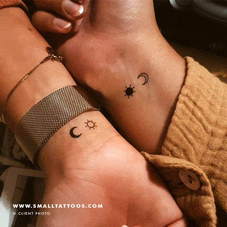 Matching Sun & Moon Couples Temporary Tattoos (Set of 3+3)