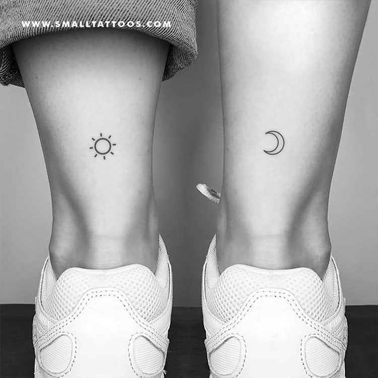 Matching Sun And Moon Temporary Tattoo (Set of 3+3)
