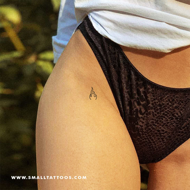 Minimalist Fire Flame Temporary Tattoo (Set of 3)