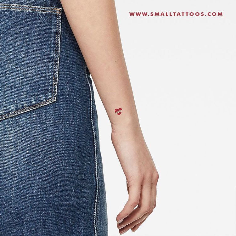 Small Heart with Mom Banner Temporary Tattoo (Set of 3)