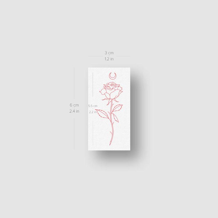 Moon Rose [Red] by Jakenowicz Temporary Tattoo - Set of 3
