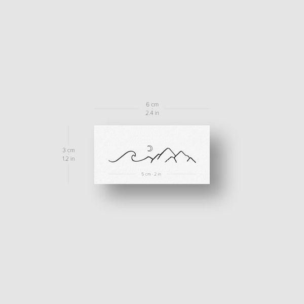 Mountain and Wave Temporary Tattoo (Set of 3)