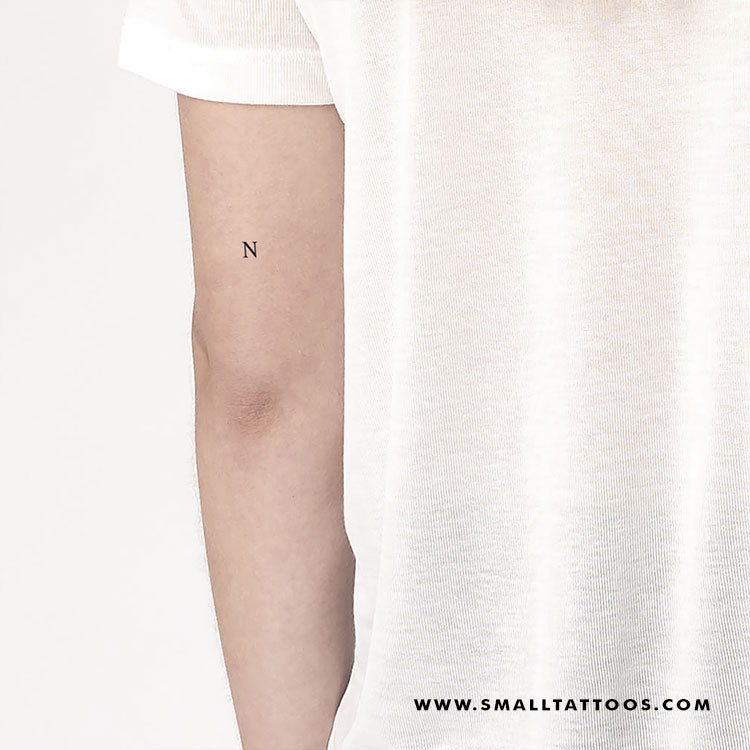 N Uppercase Serif Letter Temporary Tattoo (Set of 3)
