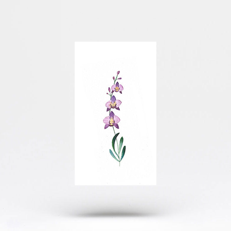 Purple Orchid Temporary Tattoo By Lena Fedchenko (Set of 3)