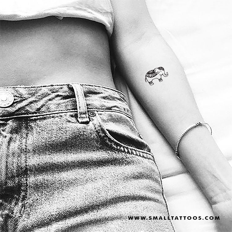 Ornamental Elephant Temporary Tattoo (Set of 3)