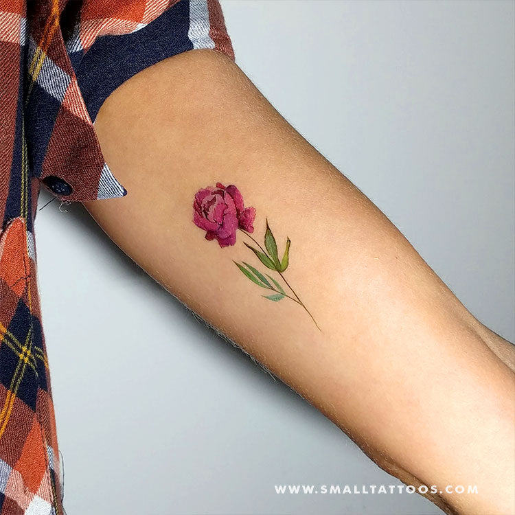 Pink Peony Temporary Tattoo By Lena Fedchenko (Set of 3)