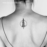 Pine Tree and Circle Temporary Tattoo (Set of 3)