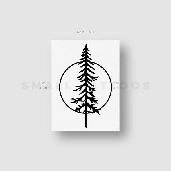 Pine Tree and Circle Temporary Tattoo (Set of 3)