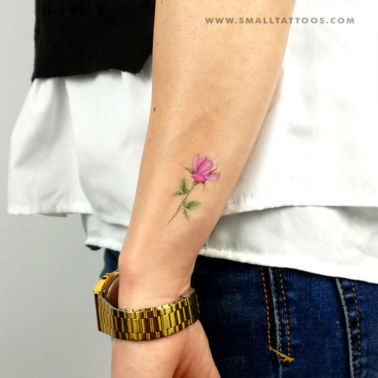 Tatuaje temporal de rosa rosa de Mini Lau (juego de 3)