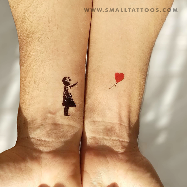 Balloon tattoo located on the wrist, original artwork