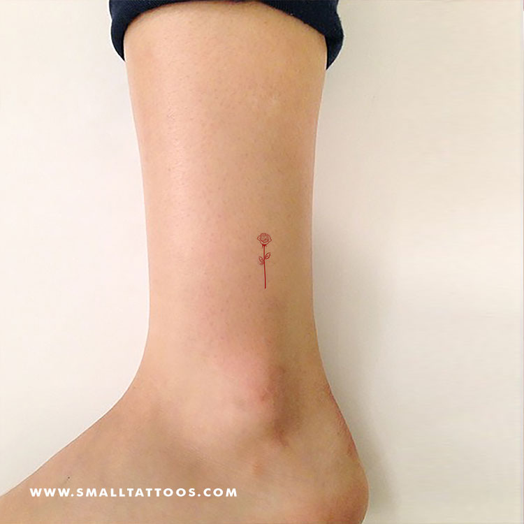 Tatuaje temporal de rosa roja (juego de 3)