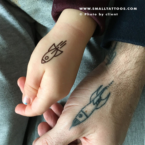 Rocket temporary tattoo on a client's son