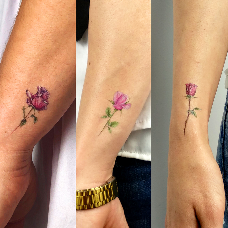 Three Roses Temporary Tattoo Set by Mini Lau (Set of 9)