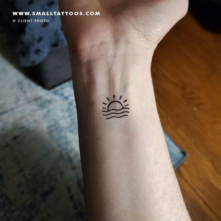 Tatuaje temporal de amanecer en el mar (juego de 3)