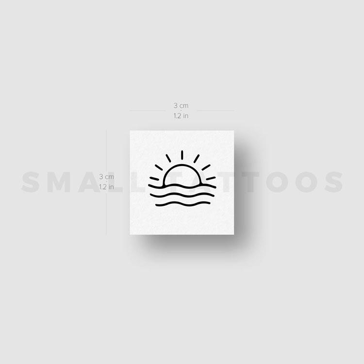 Tatuaje temporal de amanecer en el mar (juego de 3)