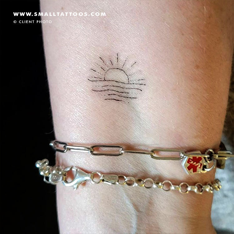 Boho Beach Sunset Temporary Tattoo - Set of 3