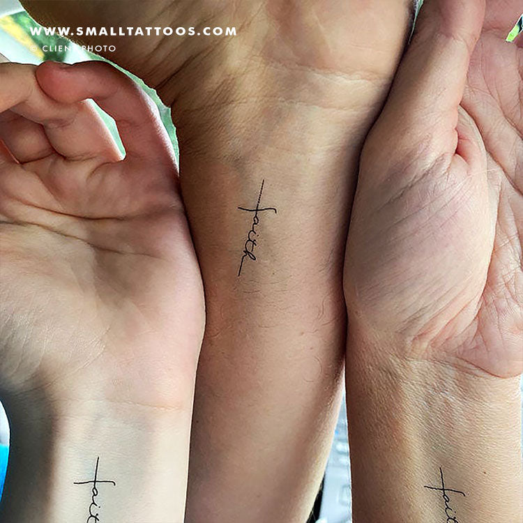 Tatuaje temporal de cruz de fe pequeña (juego de 3)