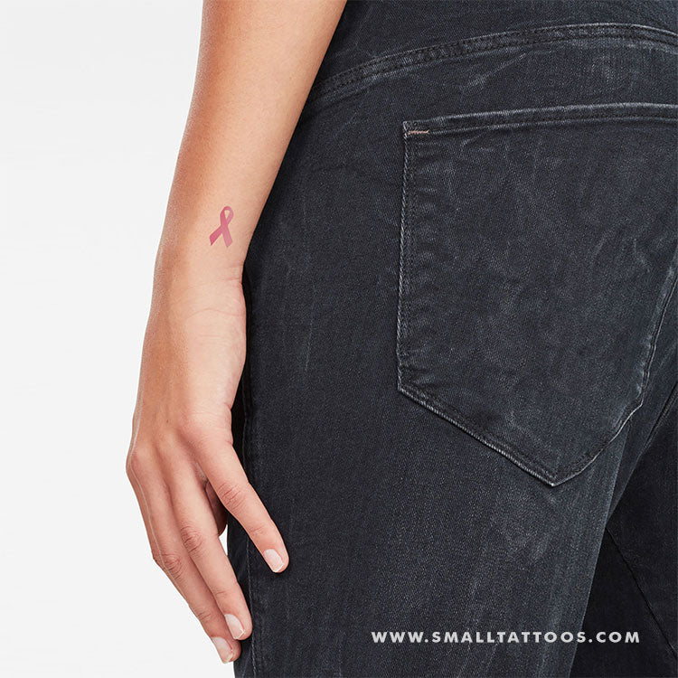 Pink Ribbon Tattoo Ink Set Pink Ribbon Temporary Tattoo (Set of 3) – Small Tattoos