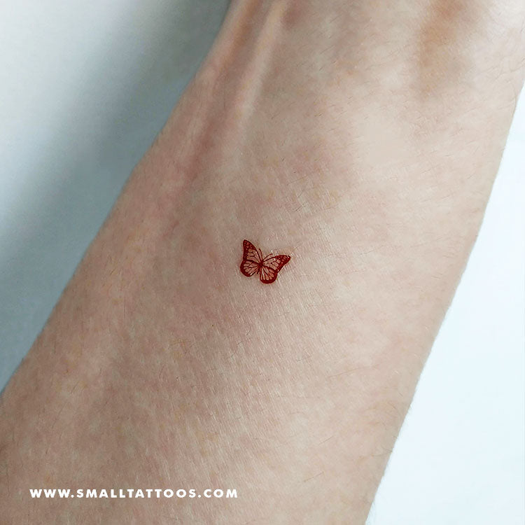 Tatuaje temporal de mariposa roja pequeña (juego de 3)