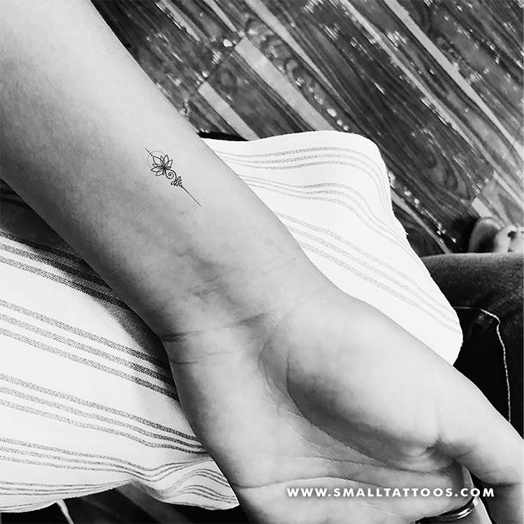 Small Lotus Unalome Temporary Tattoo - Set of 3