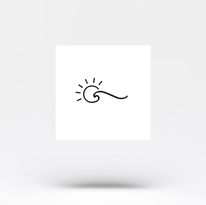 Minimalist Wave and Sun Temporary Tattoo (Set of 3)