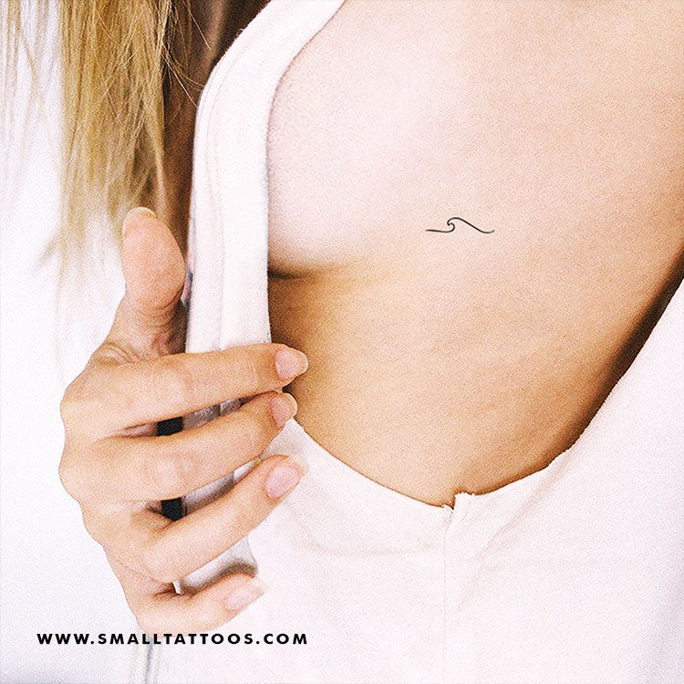 Tatuaje temporal minimalista de ola rompiente izquierda (juego de 3)