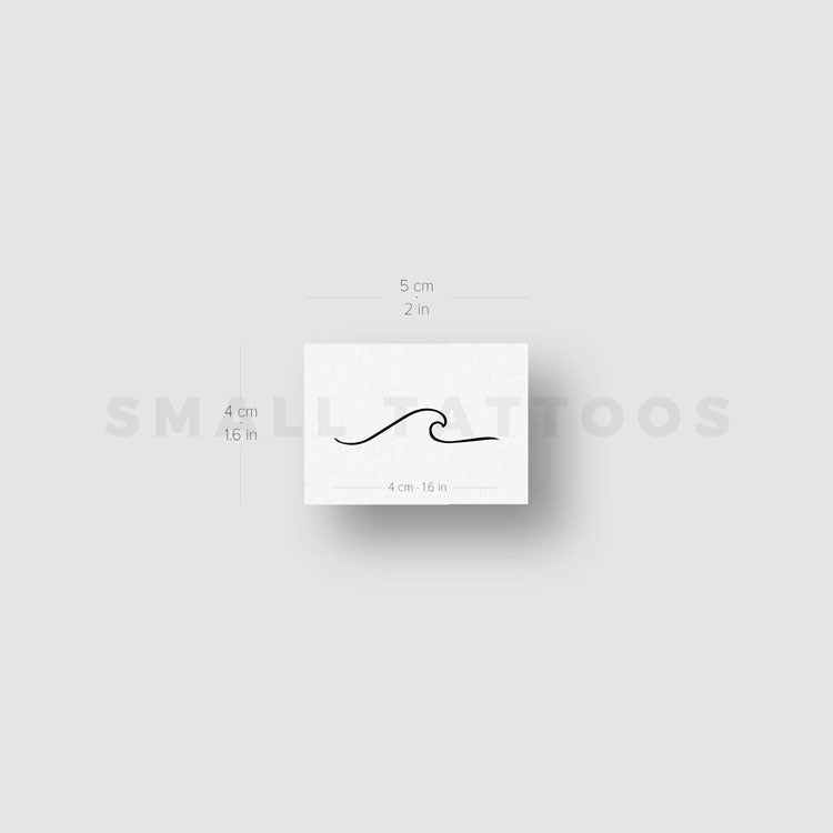 Tatuaje temporal minimalista de ola rompiente izquierda (juego de 3)