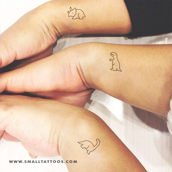adorable little matching custom dinosaurs  love doing bestie tatts     tattoo tattoos finelinetattoo smalltattoo  Instagram