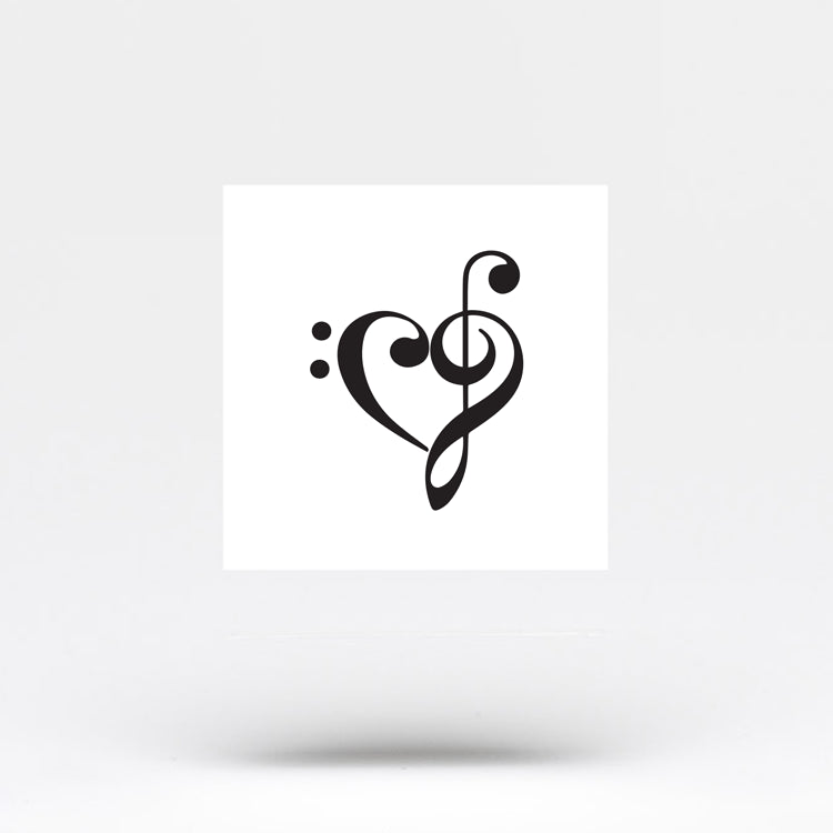 Small Music Heart Temporary Tattoo (Set of 3)