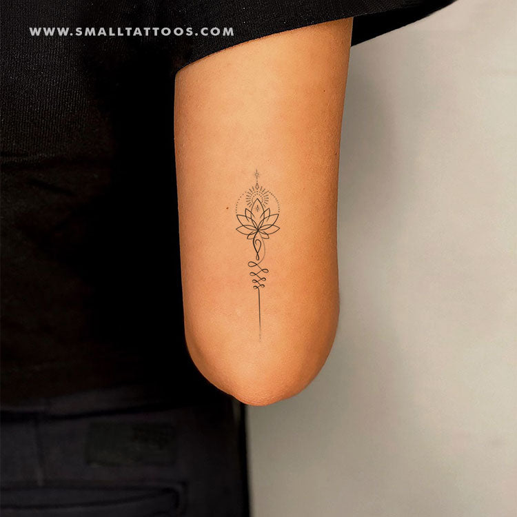 Tatuaje temporal de Lotus Unalome (juego de 3)