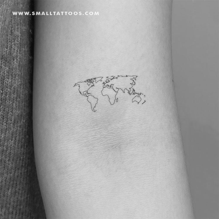 Small World Map Temporary Tattoo (Set of 3)