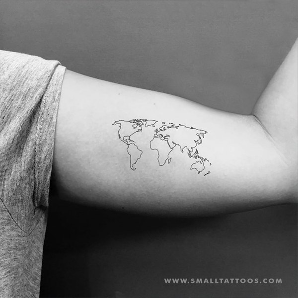 World Map Tattoo Temporary Tattoo (Set of 3)