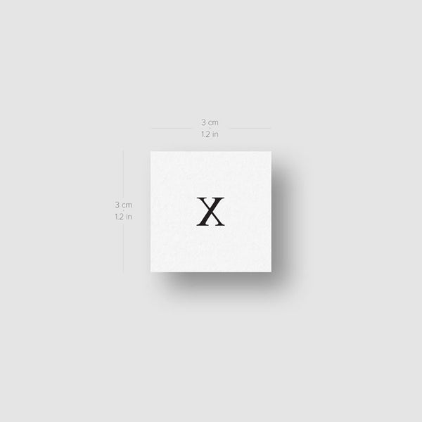 X Uppercase Serif Letter Temporary Tattoo (Set of 3)