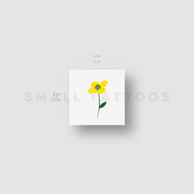 Small Yellow Flower Temporary Tattoo by Zihee (Set of 3)